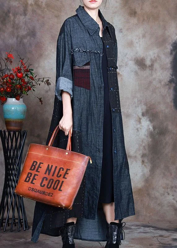 Checkered women's wool coats in a classic pattern for a timeless styleFashion Blue PeterPan Collar Plaid Patchwork denim Winter Coat Checkered women's wool coats in a classic pattern for a timeless styleFashion Blue PeterPan Collar Plaid Patchwork denim Winter Coat