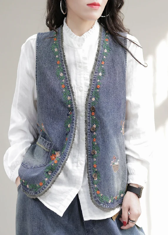 Checkered women's wool coats in a classic pattern for a timeless styleFashion Blue V Neck Embroideried Patchwork Denim Waistcoat Sleeveless Checkered women's wool coats in a classic pattern for a timeless styleFashion Blue V Neck Embroideried Patchwork Denim Waistcoat Sleeveless