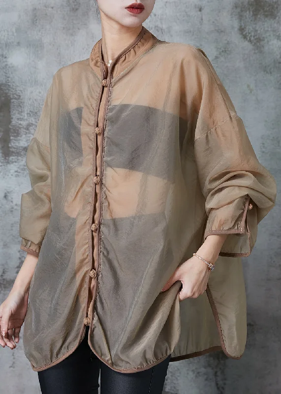 Women's faux fur coats in bright colors for a bold fashion statementFashion Brown Hollow Out Tulle UPF 50+ Coat Jacket Spring Women's faux fur coats in bright colors for a bold fashion statementFashion Brown Hollow Out Tulle UPF 50+ Coat Jacket Spring