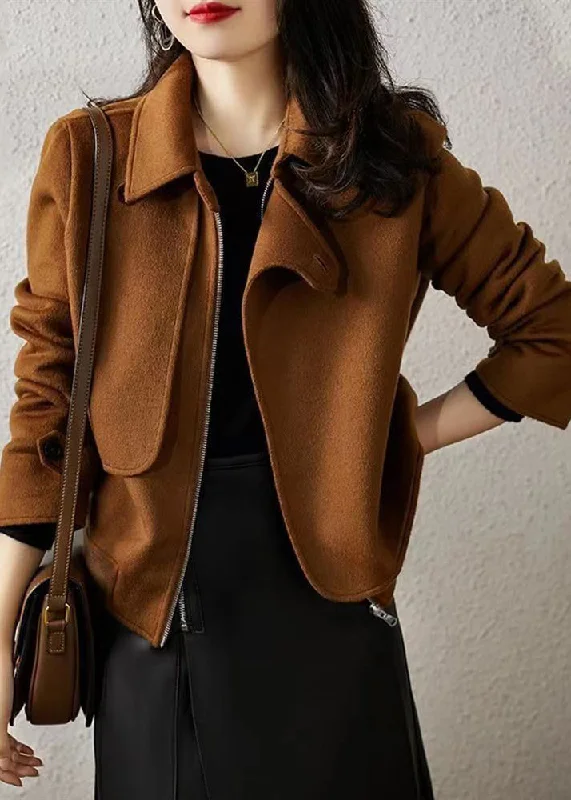 Long women's mac coats in a lightweight fabric for spring showersFashion Chocolate Asymmetrical Patchwork Woolen Coats Fall Long women's mac coats in a lightweight fabric for spring showersFashion Chocolate Asymmetrical Patchwork Woolen Coats Fall