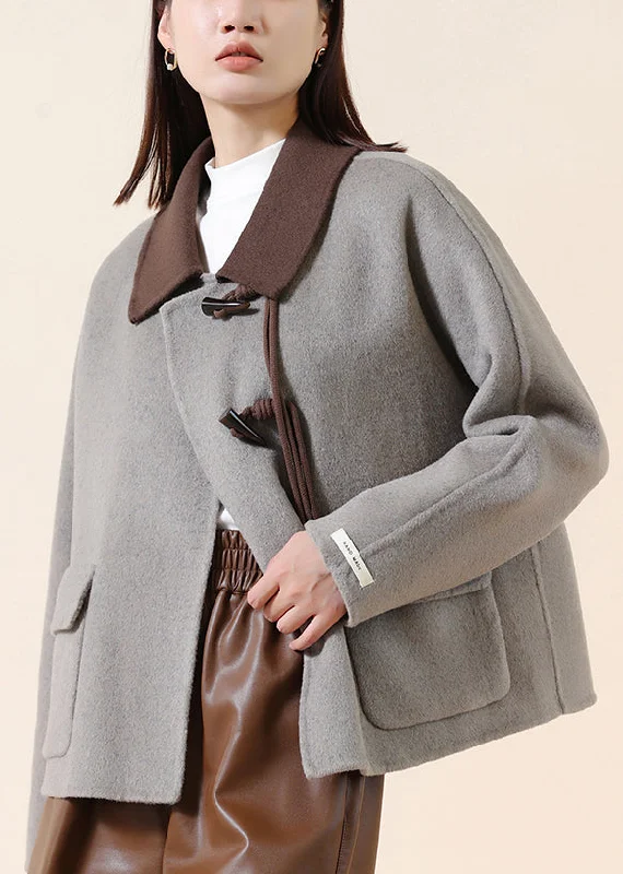 Belted women's cashmere coats in soft pastels for a luxurious feelFashion Grey Tasseled Patchwork Chinese Button Wool Coats Winter Belted women's cashmere coats in soft pastels for a luxurious feelFashion Grey Tasseled Patchwork Chinese Button Wool Coats Winter
