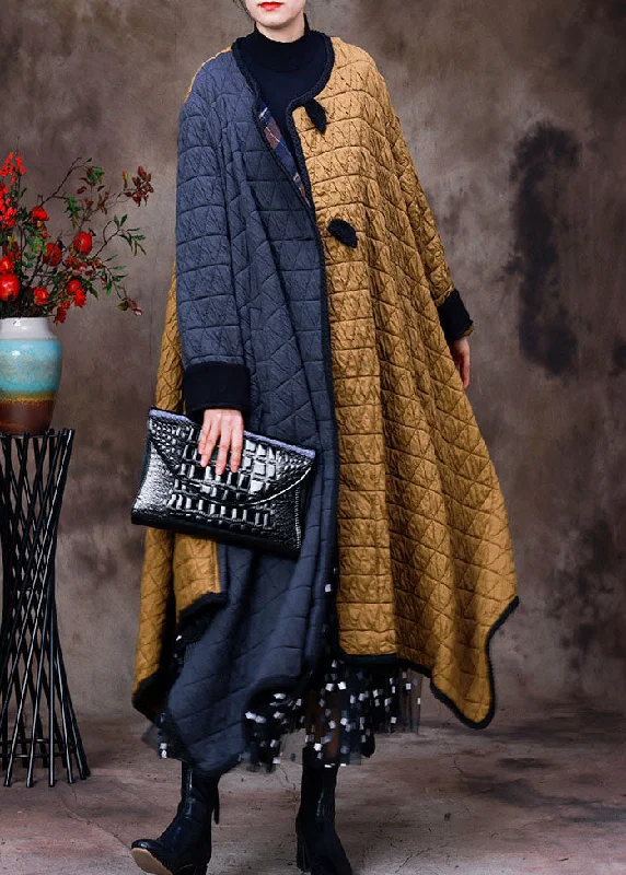 Checkered women's wool coats in a classic pattern for a timeless styleFashion Grey Yellow Asymmetrical Pockets Patchwork Fine Cotton Filled Winter Coats Winter Checkered women's wool coats in a classic pattern for a timeless styleFashion Grey Yellow Asymmetrical Pockets Patchwork Fine Cotton Filled Winter Coats Winter