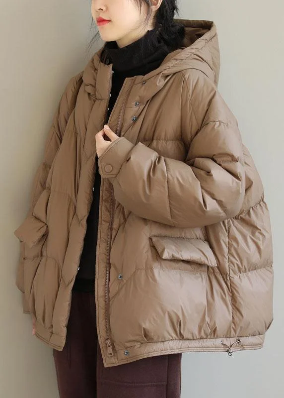 Women's waterproof parka coats with multiple pockets for practicalityFashion Khaki Hooded Zippered Pockets Winter Down Coat Long sleeve Women's waterproof parka coats with multiple pockets for practicalityFashion Khaki Hooded Zippered Pockets Winter Down Coat Long sleeve