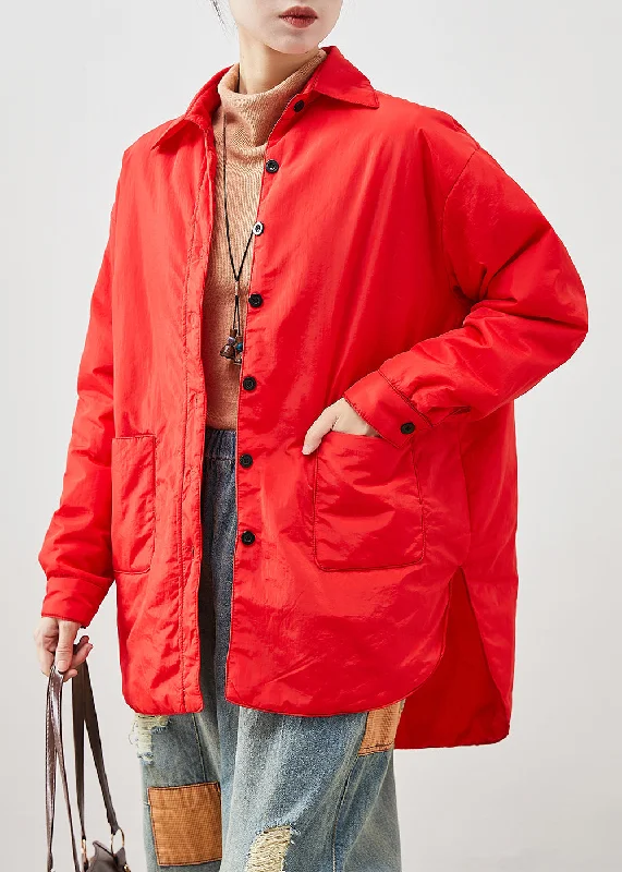 Belted women's cashmere coats in soft pastels for a luxurious feelFashion Red Oversized Low High Design Fine Cotton Filled Jacket In Winter Belted women's cashmere coats in soft pastels for a luxurious feelFashion Red Oversized Low High Design Fine Cotton Filled Jacket In Winter