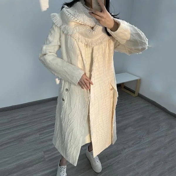 Mid - length women's down coats in a slim fit for a modern and sleek appearanceFashion Single Breasted Turn-down Collar Loose Women Coat Simplicity Temperament Mid - length women's down coats in a slim fit for a modern and sleek appearanceFashion Single Breasted Turn-down Collar Loose Women Coat Simplicity Temperament