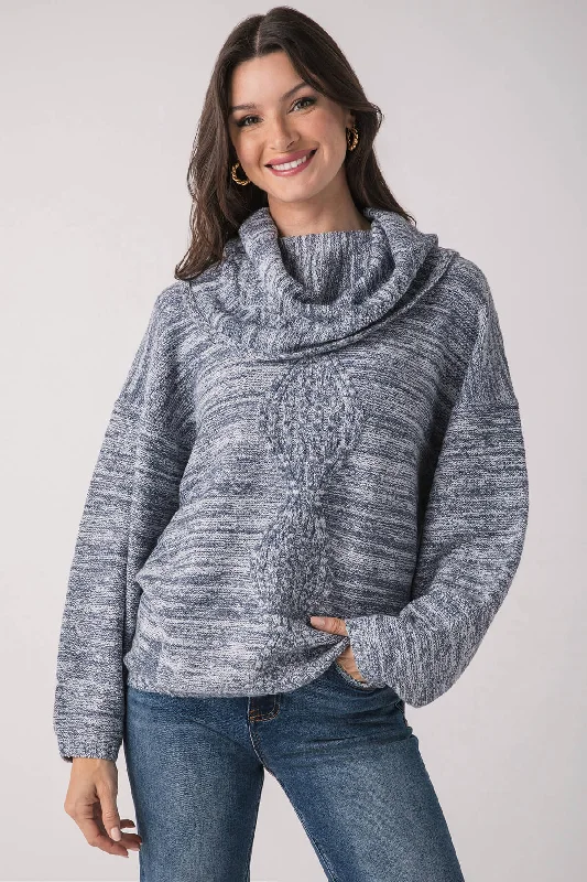 High - Low Hem Women's Cashmere - Blended SweatersFate Marled Yarn Cowl Neck Long Sleeve Sweater High - Low Hem Women's Cashmere - Blended SweatersFate Marled Yarn Cowl Neck Long Sleeve Sweater