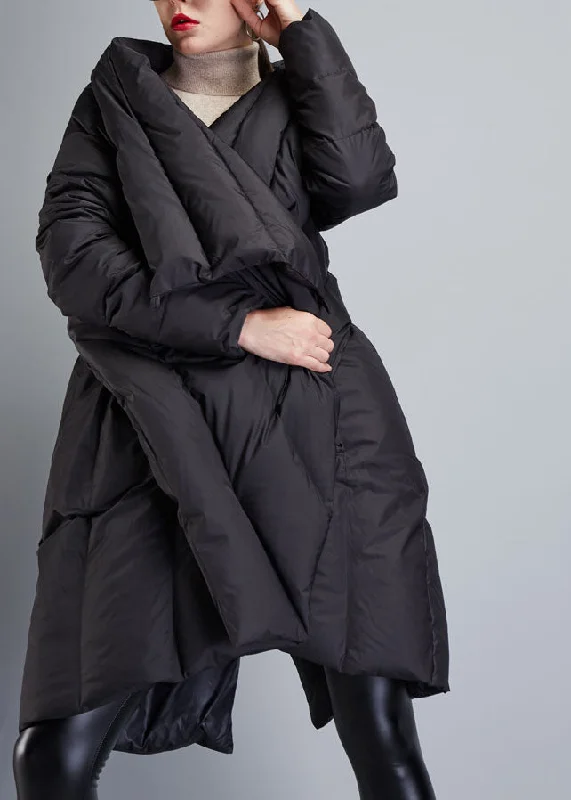 Women's knee - length wool blend coats with a fur collar for added warmthFine Black Asymmetrical Cloak Duck Down Winter Coats Winter Women's knee - length wool blend coats with a fur collar for added warmthFine Black Asymmetrical Cloak Duck Down Winter Coats Winter