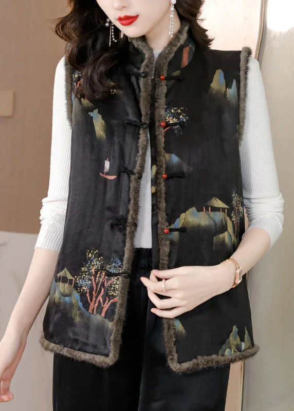 Long women's mac coats in a lightweight fabric for spring showersFine Black Pockets Print Button Mink Hair Waistcoat Winter Long women's mac coats in a lightweight fabric for spring showersFine Black Pockets Print Button Mink Hair Waistcoat Winter