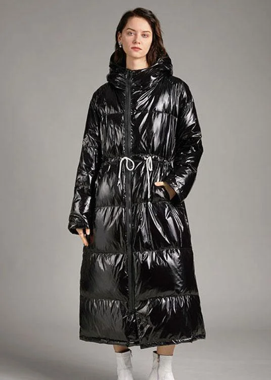 Women's reversible down coats with two - tone designs for versatile stylingFine Black zippered tie waist slim fit Winter Duck Down coats Women's reversible down coats with two - tone designs for versatile stylingFine Black zippered tie waist slim fit Winter Duck Down coats