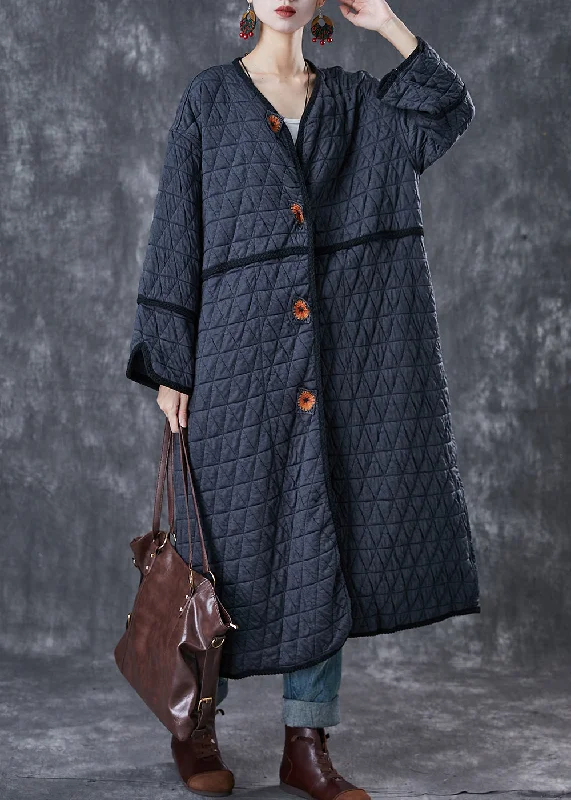 Women's faux fur coats in bright colors for a bold fashion statementFine Dull Grey Embroideried Oversized Fine Cotton Filled Coat Winter Women's faux fur coats in bright colors for a bold fashion statementFine Dull Grey Embroideried Oversized Fine Cotton Filled Coat Winter