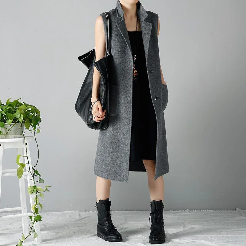 Quilted down women's coats with removable hoods for outdoor activitiesFine gray long woolen vest women's coat New Quilted down women's coats with removable hoods for outdoor activitiesFine gray long woolen vest women's coat New