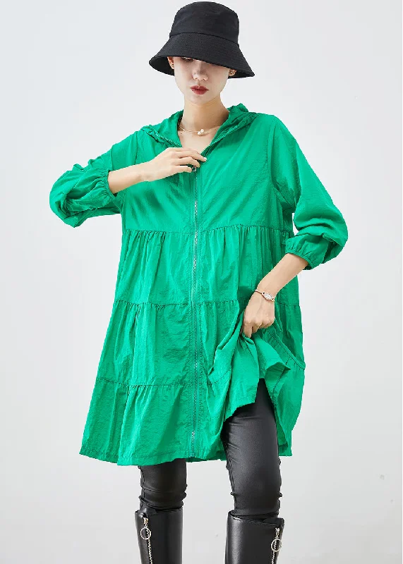 Women's waterproof parka coats with multiple pockets for practicalityFine Green Hooded Patchwork UPF 50+ Coat Fall Women's waterproof parka coats with multiple pockets for practicalityFine Green Hooded Patchwork UPF 50+ Coat Fall