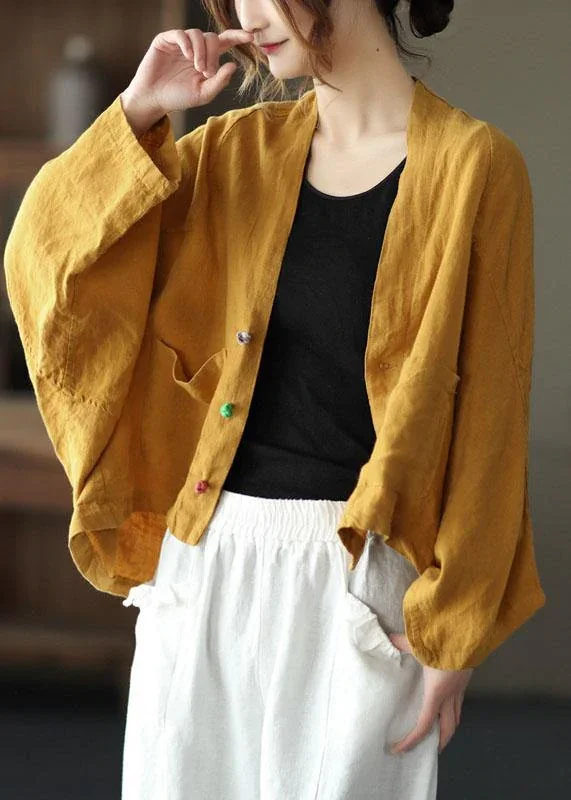 Belted women's cashmere coats in soft pastels for a luxurious feelFine Yellow Bat wing Sleeve Pockets Coat Short Belted women's cashmere coats in soft pastels for a luxurious feelFine Yellow Bat wing Sleeve Pockets Coat Short