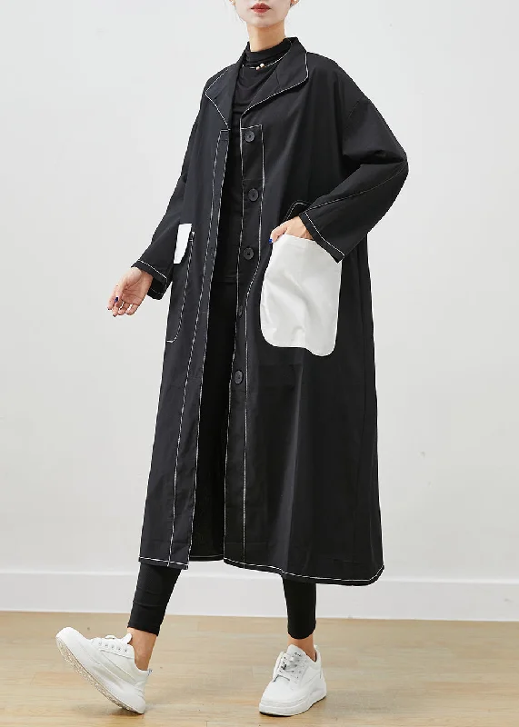 Women's pea coats with brass buttons for a nautical - inspired styleFitted Black Asymmetrical Oversized Cotton Coats Fall Women's pea coats with brass buttons for a nautical - inspired styleFitted Black Asymmetrical Oversized Cotton Coats Fall
