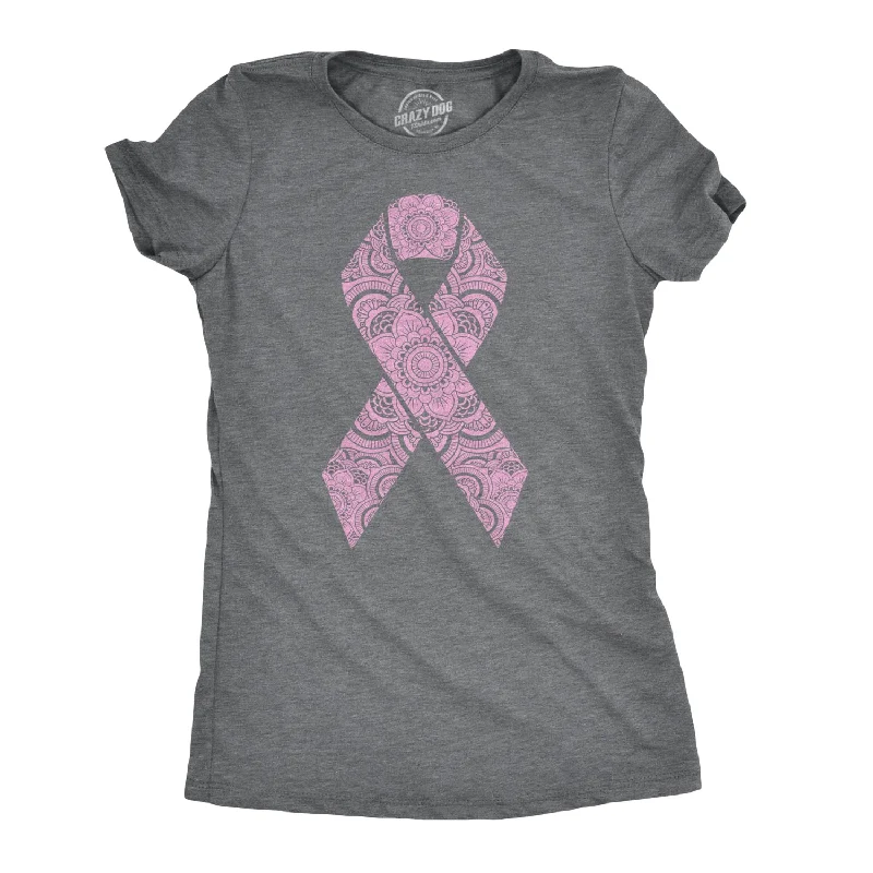 Floral Breast Cancer Ribbon Women's T Shirt