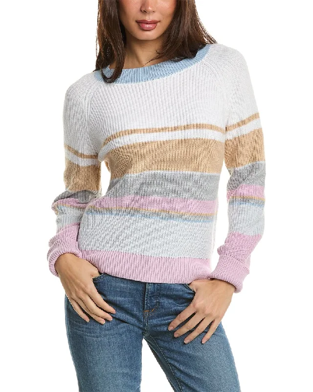 Knee - Length Women's Wool Blend Sweater Dresses in Neutral ColorsForte Cashmere Stripe Rib Crop Pullover Knee - Length Women's Wool Blend Sweater Dresses in Neutral ColorsForte Cashmere Stripe Rib Crop Pullover