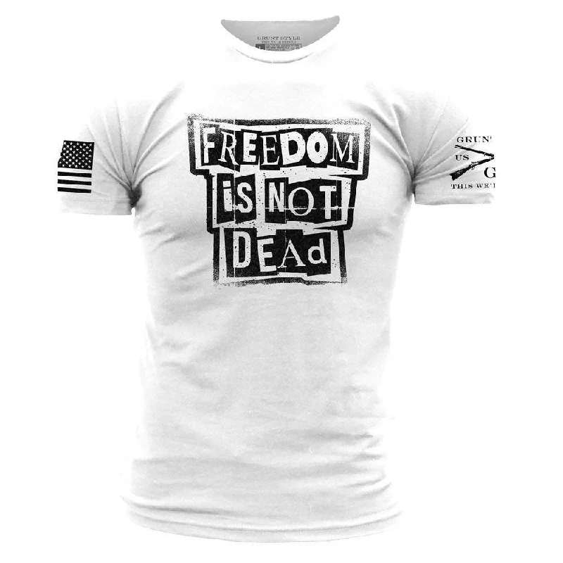 Pocketed Women T Shirt for Added FunctionalityFreedom Is Not Dead T-Shirt - White