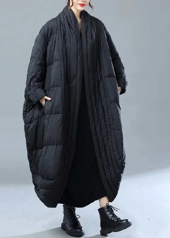 Hooded women's puffer coats in neon colors for high - visibility sportsFrench Black Oversized Pockets Duck Down Witner Coat Hooded women's puffer coats in neon colors for high - visibility sportsFrench Black Oversized Pockets Duck Down Witner Coat