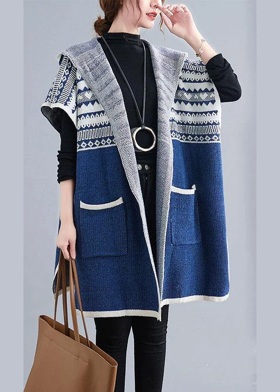 Shearling - lined women's leather coats for ultimate warmth and luxuryFrench Blue hooded Casual side open Short Sleeve Fall Knit sweaters Coat Shearling - lined women's leather coats for ultimate warmth and luxuryFrench Blue hooded Casual side open Short Sleeve Fall Knit sweaters Coat