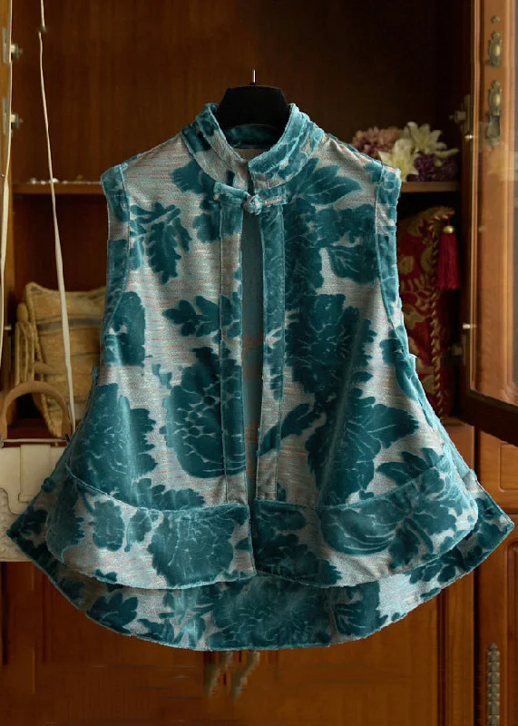 Women's cropped leather coats with silver studs for an edgy lookFrench Blue Print Low High Design Cotton Waistcoat Sleeveless Women's cropped leather coats with silver studs for an edgy lookFrench Blue Print Low High Design Cotton Waistcoat Sleeveless
