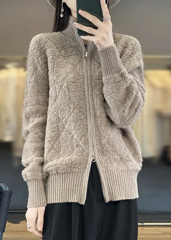 Hooded women's puffer coats in neon colors for high - visibility sportsFrench Camel Zip Up Pockets Patchwork Wool Coats Fall Hooded women's puffer coats in neon colors for high - visibility sportsFrench Camel Zip Up Pockets Patchwork Wool Coats Fall