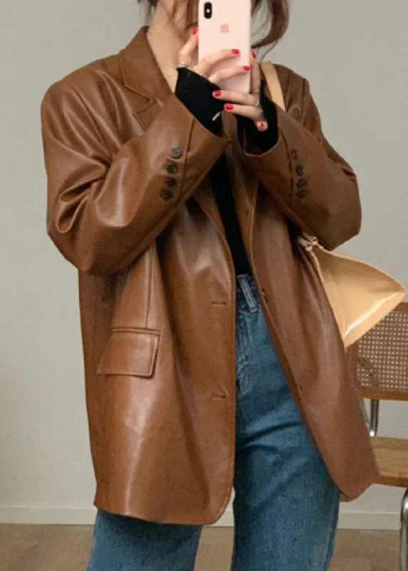 Petite women's wool blend coats with a tailored fit for a flattering silhouetteFrench Coffee Pockets Button Patchwork Faux Leather Coats Fall Petite women's wool blend coats with a tailored fit for a flattering silhouetteFrench Coffee Pockets Button Patchwork Faux Leather Coats Fall