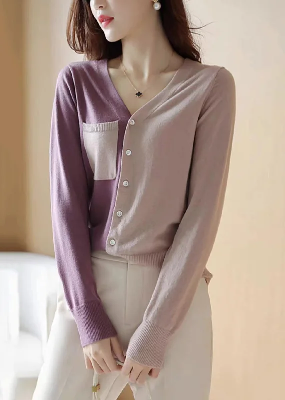 Women's longline double - breasted camel coats for a sophisticated lookFrench Colorblock Asymmetrical Button Patchwork Knit Coats Long Sleeve Women's longline double - breasted camel coats for a sophisticated lookFrench Colorblock Asymmetrical Button Patchwork Knit Coats Long Sleeve