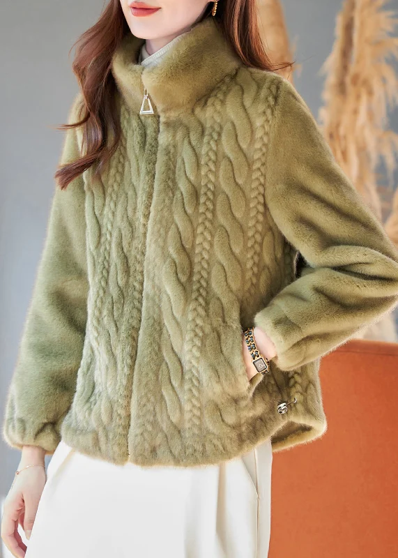 Long women's mac coats in a lightweight fabric for spring showersFrench Grass Green Stand Collar Warm Mink Velvet Coats Winter Long women's mac coats in a lightweight fabric for spring showersFrench Grass Green Stand Collar Warm Mink Velvet Coats Winter