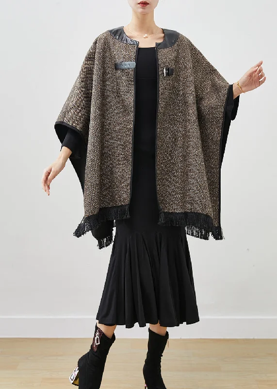 Belted women's cashmere coats in soft pastels for a luxurious feelFrench Grey Tasseled Woolen Coats Two Pieces Set Cloak Sleeves Belted women's cashmere coats in soft pastels for a luxurious feelFrench Grey Tasseled Woolen Coats Two Pieces Set Cloak Sleeves