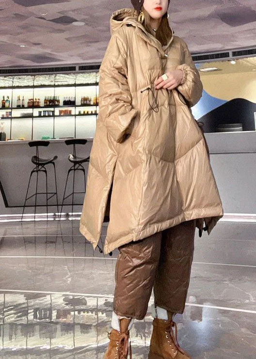 Long women's mac coats in a lightweight fabric for spring showersFrench Khaki Hooded Drawstring Duck Down Pullover Puffers Jackets Winter Long women's mac coats in a lightweight fabric for spring showersFrench Khaki Hooded Drawstring Duck Down Pullover Puffers Jackets Winter