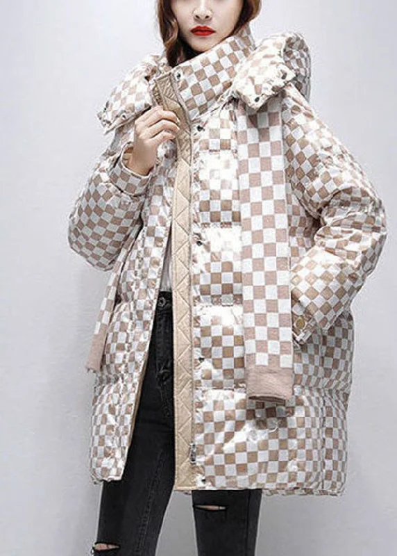 Women's cropped leather coats with silver studs for an edgy lookFrench Khaki Plaid Hooded Thick Duck Down Down Jacket Winter Women's cropped leather coats with silver studs for an edgy lookFrench Khaki Plaid Hooded Thick Duck Down Down Jacket Winter