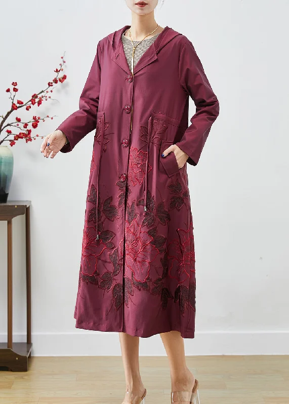 Quilted down women's coats with removable hoods for outdoor activitiesFrench Mulberry Embroideried Drawstring Spandex Coats Fall Quilted down women's coats with removable hoods for outdoor activitiesFrench Mulberry Embroideried Drawstring Spandex Coats Fall