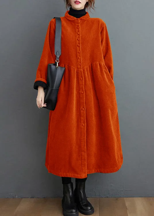 Women's long - sleeve wool coats in a houndstooth pattern for a classic charmFrench orange corduroy coats Inspiration thick Cinched women coats ( Limited Stock) Women's long - sleeve wool coats in a houndstooth pattern for a classic charmFrench orange corduroy coats Inspiration thick Cinched women coats ( Limited Stock)