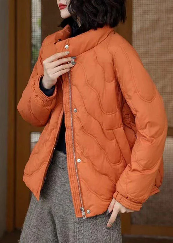 Belted women's cashmere coats in soft pastels for a luxurious feelFrench Orange Stand Collar Zip Up Duck Down Jackets Winter Belted women's cashmere coats in soft pastels for a luxurious feelFrench Orange Stand Collar Zip Up Duck Down Jackets Winter