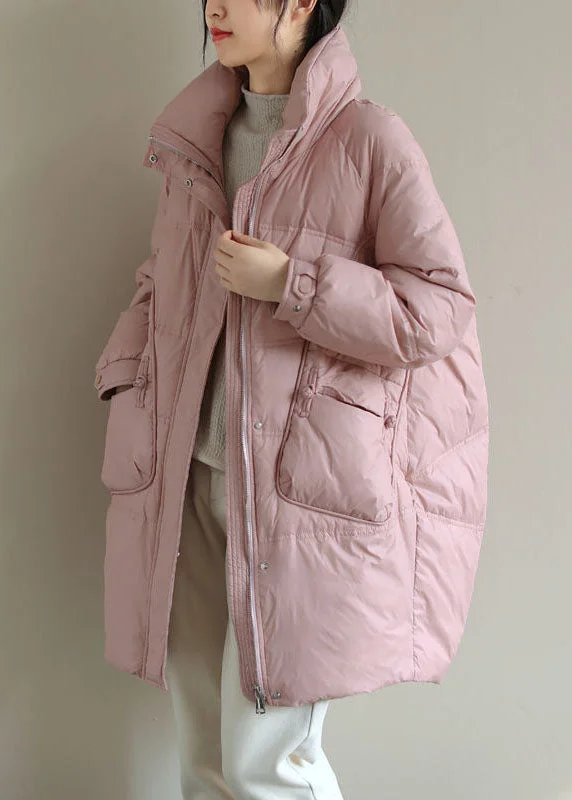 Hooded women's puffer coats in neon colors for high - visibility sportsFrench Pink Zippered Oriental Button Duck Down Puffer Coat Winter Hooded women's puffer coats in neon colors for high - visibility sportsFrench Pink Zippered Oriental Button Duck Down Puffer Coat Winter