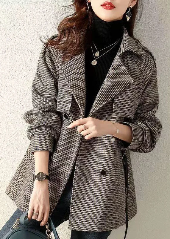 Quilted down women's coats with removable hoods for outdoor activitiesFrench Plaid Peter Pan Collar Pockets Patchwork Woolen Coats Fall Quilted down women's coats with removable hoods for outdoor activitiesFrench Plaid Peter Pan Collar Pockets Patchwork Woolen Coats Fall