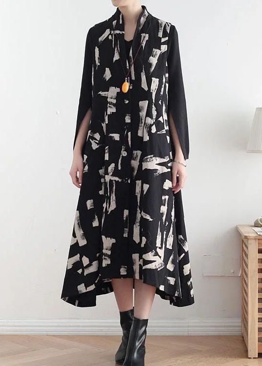 Belted women's cashmere coats in soft pastels for a luxurious feelFrench White Print Pockets Cotton Dress Asymmetrical Design Waistcoat Fall Long Dress Belted women's cashmere coats in soft pastels for a luxurious feelFrench White Print Pockets Cotton Dress Asymmetrical Design Waistcoat Fall Long Dress