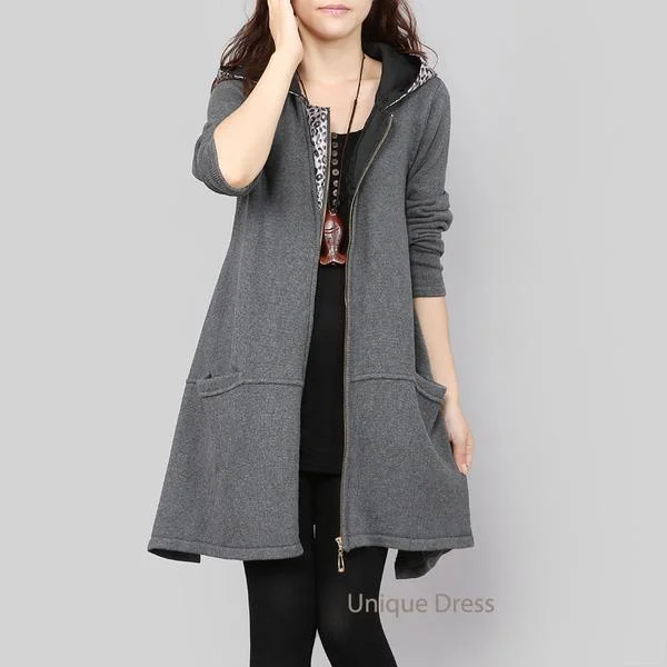 Women's waterproof parka coats with multiple pockets for practicalityGray zippered women long sweater cardigan coat Women's waterproof parka coats with multiple pockets for practicalityGray zippered women long sweater cardigan coat