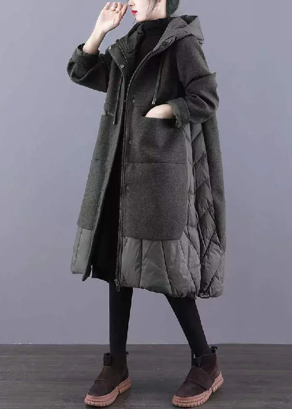 Long women's mac coats in a lightweight fabric for spring showersGreen Pockets Patchwork Thick Long Coat Zip Up Long Sleeve Long women's mac coats in a lightweight fabric for spring showersGreen Pockets Patchwork Thick Long Coat Zip Up Long Sleeve