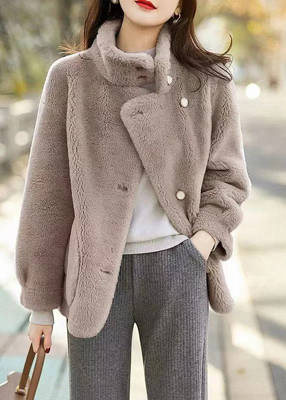 Women's longline double - breasted camel coats for a sophisticated lookGrey Pockets Patchwork Woolen Jacket Stand Collar Button Winter Women's longline double - breasted camel coats for a sophisticated lookGrey Pockets Patchwork Woolen Jacket Stand Collar Button Winter