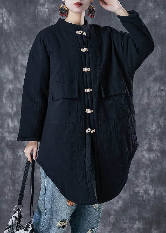 Checkered women's wool coats in a classic pattern for a timeless styleHandmade Black Chinese Button Pockets Fine Cotton Filled Puffer Jacket Winter Checkered women's wool coats in a classic pattern for a timeless styleHandmade Black Chinese Button Pockets Fine Cotton Filled Puffer Jacket Winter