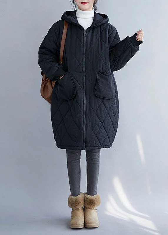 Women's knee - length wool blend coats with a fur collar for added warmthHandmade Black Plaid Patchwork Hooded Parka Coats Long Sleeve Women's knee - length wool blend coats with a fur collar for added warmthHandmade Black Plaid Patchwork Hooded Parka Coats Long Sleeve