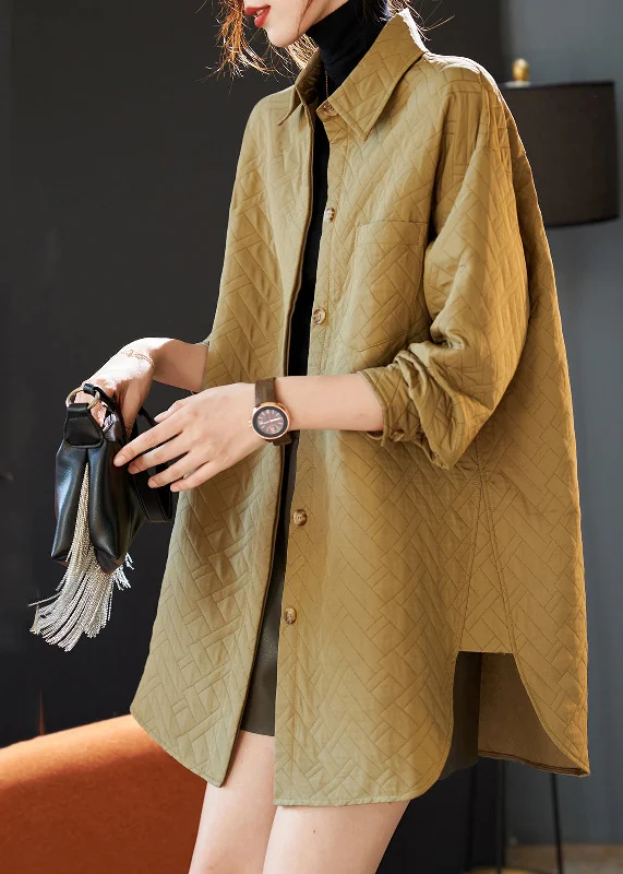 Quilted down women's coats with removable hoods for outdoor activitiesHandmade Khaki Oversized Side Open Spandex Coats Spring Quilted down women's coats with removable hoods for outdoor activitiesHandmade Khaki Oversized Side Open Spandex Coats Spring