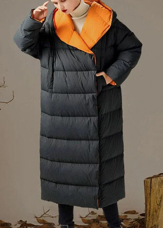 Shearling - lined women's leather coats for ultimate warmth and luxuryHot Dark Gray hooded Loose Winter Duck Down Coats Shearling - lined women's leather coats for ultimate warmth and luxuryHot Dark Gray hooded Loose Winter Duck Down Coats