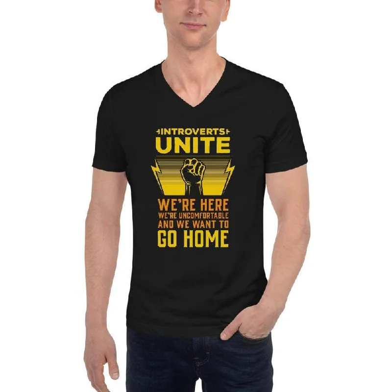 V - Neck Women T Shirt to Enhance the NecklineIntroverts Unite - Unisex V-Neck T-Shirt V - Neck Women T Shirt to Enhance the NecklineIntroverts Unite - Unisex V-Neck T-Shirt