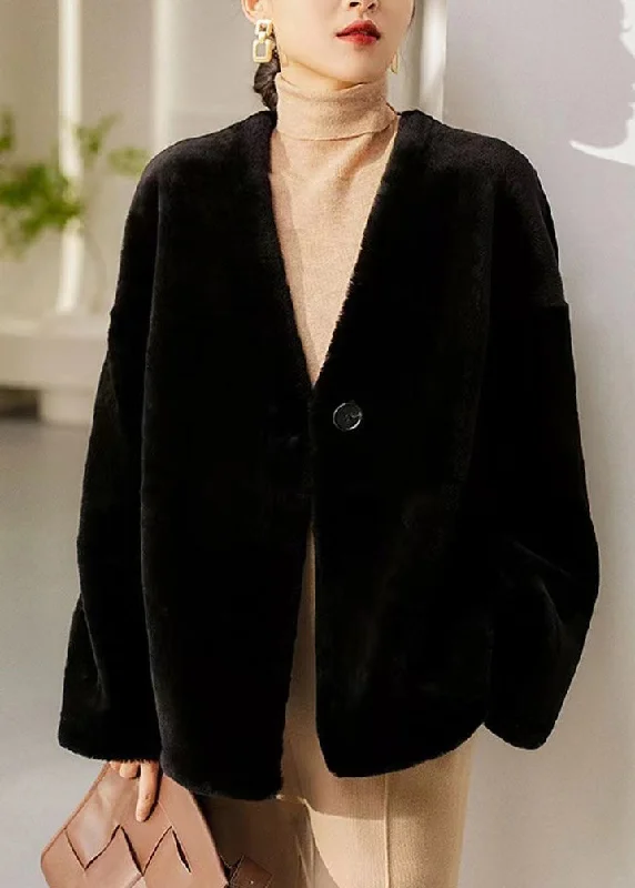 Long women's mac coats in a lightweight fabric for spring showersItalian Black V Neck Button Patchwork Wool Coats Winter Long women's mac coats in a lightweight fabric for spring showersItalian Black V Neck Button Patchwork Wool Coats Winter