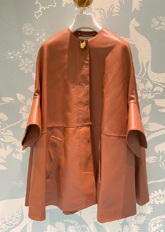 Women's cropped leather coats with silver studs for an edgy lookItalian Orange O Neck Pockets Patchwork Faux Leather Coats Fall Women's cropped leather coats with silver studs for an edgy lookItalian Orange O Neck Pockets Patchwork Faux Leather Coats Fall