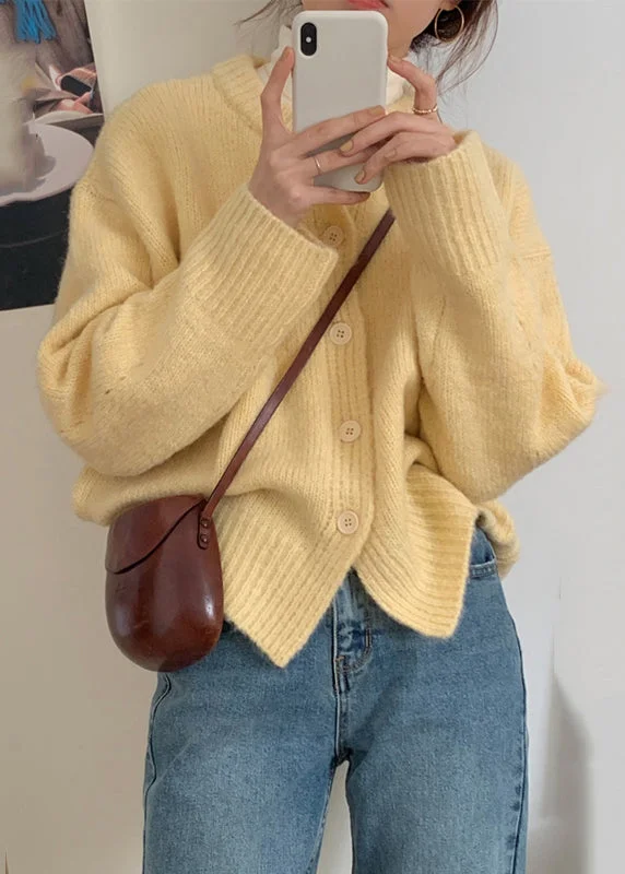 Checkered women's wool coats in a classic pattern for a timeless styleItalian Yellow O Neck Button Patchwork Cotton Knit Coat Fall Checkered women's wool coats in a classic pattern for a timeless styleItalian Yellow O Neck Button Patchwork Cotton Knit Coat Fall