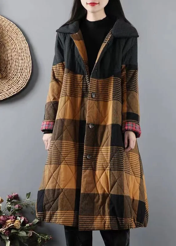 Petite women's wool blend coats with a tailored fit for a flattering silhouetteItalian Yellow Pockets Plaid Patchwork Fine Cotton Filled Coats Winter Petite women's wool blend coats with a tailored fit for a flattering silhouetteItalian Yellow Pockets Plaid Patchwork Fine Cotton Filled Coats Winter
