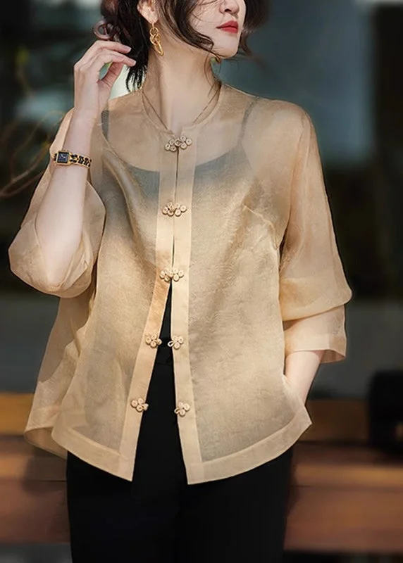 Embroidered women's cotton coats in a bohemian pattern for a unique designJacquard Apricot O-Neck Patchwork Silk UPF 50+ Coats Long Sleeve Embroidered women's cotton coats in a bohemian pattern for a unique designJacquard Apricot O-Neck Patchwork Silk UPF 50+ Coats Long Sleeve